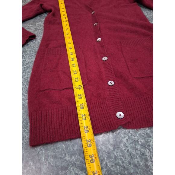 Linea Rossa 100% Pure Cashmere Cardigan Sweater Burgundy Womens S Long Pockets - Picture 6 of 11